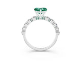 White gold Heart Cut Solitaire Green Sapphire Ring with Pave Band and Four-Prong Setting_3