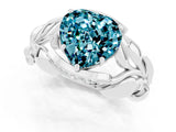 White gold Heart Cut Solitaire Leaf-Inspired Engagement Ring with Prong Setting_1