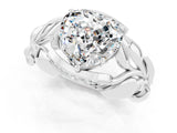 White gold Heart Cut Solitaire Leaf-Inspired Engagement Ring with Prong Setting_1