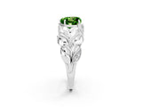 White gold Heart Cut Solitaire Leaf-Inspired Engagement Ring with Prong Setting_2