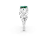 White gold Heart Cut Solitaire Leaf-Inspired Engagement Ring with Prong Setting_2