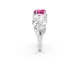 White gold Heart Cut Solitaire Leaf-Inspired Engagement Ring with Prong Setting_2