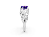White gold Heart Cut Solitaire Leaf-Inspired Engagement Ring with Prong Setting_2
