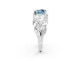 White gold Heart Cut Solitaire Leaf-Inspired Engagement Ring with Prong Setting_2