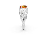 White gold Heart Cut Solitaire Leaf-Inspired Engagement Ring with Prong Setting_2
