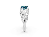 White gold Heart Cut Solitaire Leaf-Inspired Engagement Ring with Prong Setting_2