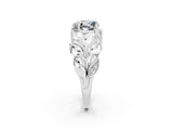White gold Heart Cut Solitaire Leaf-Inspired Engagement Ring with Prong Setting_2