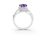White gold Heart Cut Solitaire Leaf-Inspired Engagement Ring with Prong Setting_3