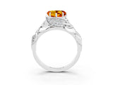 White gold Heart Cut Solitaire Leaf-Inspired Engagement Ring with Prong Setting_3