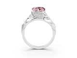 White gold Heart Cut Solitaire Leaf-Inspired Engagement Ring with Prong Setting_3