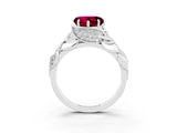 White gold Heart Cut Solitaire Leaf-Inspired Engagement Ring with Prong Setting_3