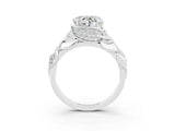 White gold Heart Cut Solitaire Leaf-Inspired Engagement Ring with Prong Setting_3