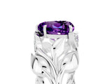 White gold Heart Cut Solitaire Leaf-Inspired Engagement Ring with Prong Setting_5