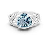 White gold Heart Cut Solitaire Leaf-Inspired Engagement Ring with Prong Setting