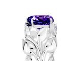 White gold Heart Cut Solitaire Leaf-Inspired Engagement Ring with Prong Setting_5