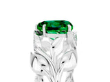 White gold Heart Cut Solitaire Leaf-Inspired Engagement Ring with Prong Setting_5