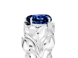 White gold Heart Cut Solitaire Leaf-Inspired Engagement Ring with Prong Setting_5