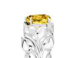 White gold Heart Cut Solitaire Leaf-Inspired Engagement Ring with Prong Setting_5