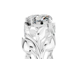 White gold Heart Cut Solitaire Leaf-Inspired Engagement Ring with Prong Setting_5