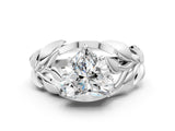 White gold Heart Cut Solitaire Leaf-Inspired Engagement Ring with Prong Setting_71