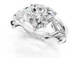 White gold Heart Cut Solitaire Leaf-Inspired Engagement Ring with Prong Setting_8