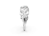 White gold Heart Cut Solitaire Leaf-Inspired Engagement Ring with Prong Setting_9