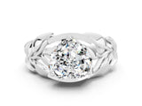 White gold Heart Cut Solitaire Leaf-Inspired Engagement Ring with Prong Setting