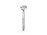 White gold Heart Cut Solitaire Milgrain Engraved Band with Four-Prong Setting_26