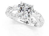 White gold Heart Cut Solitaire Moissanite Leaf-Inspired Vine Band Ring with Prong Setting_1
