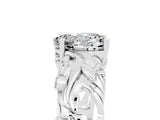 White gold Heart Cut Solitaire Moissanite Leaf-Inspired Vine Band Ring with Prong Setting_5