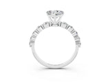 White gold Heart Cut Solitaire Moissanite Ring with Pave Band and Four-Prong Setting_3