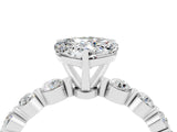 White gold Heart Cut Solitaire Moissanite Ring with Pave Band and Four-Prong Setting_4
