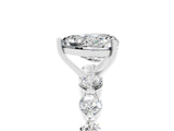 White gold Heart Cut Solitaire Moissanite Ring with Pave Band and Four-Prong Setting_5