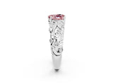 White gold Heart Cut Solitaire Morganite Leaf-Inspired Vine Band Ring with Prong Setting_2