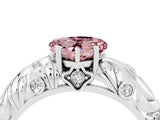 White gold Heart Cut Solitaire Morganite Leaf-Inspired Vine Band Ring with Prong Setting_4