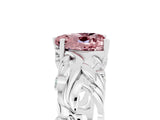 White gold Heart Cut Solitaire Morganite Leaf-Inspired Vine Band Ring with Prong Setting_5