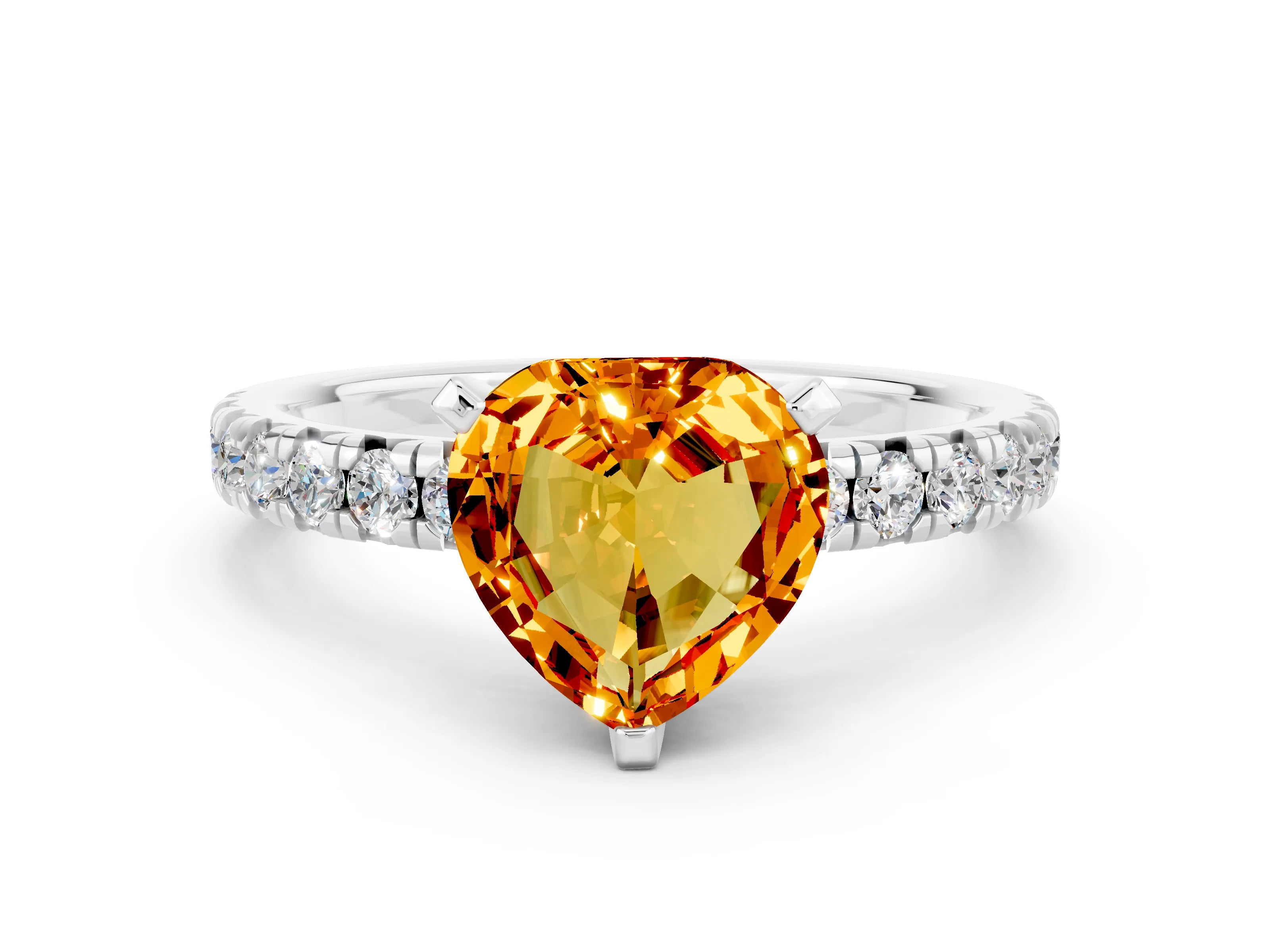 White gold Heart Cut Solitaire Pave Diamond Engagement Ring with Four-Prong Setting_12