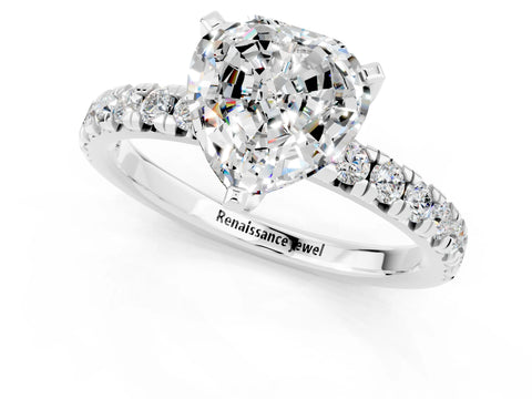 White gold Heart Cut Solitaire Pave Diamond Engagement Ring with Four-Prong Setting_13