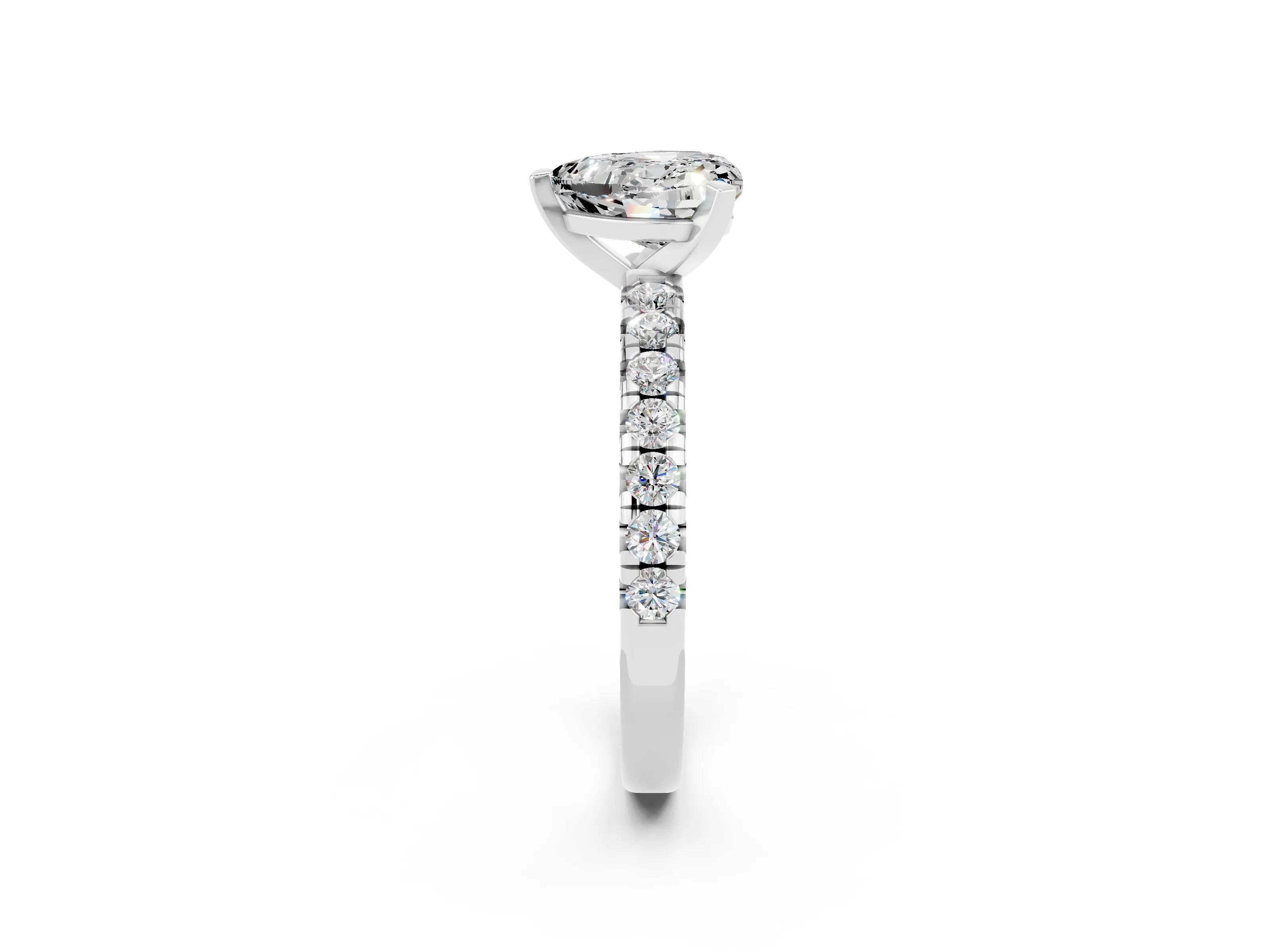 White gold Heart Cut Solitaire Pave Diamond Engagement Ring with Four-Prong Setting_14