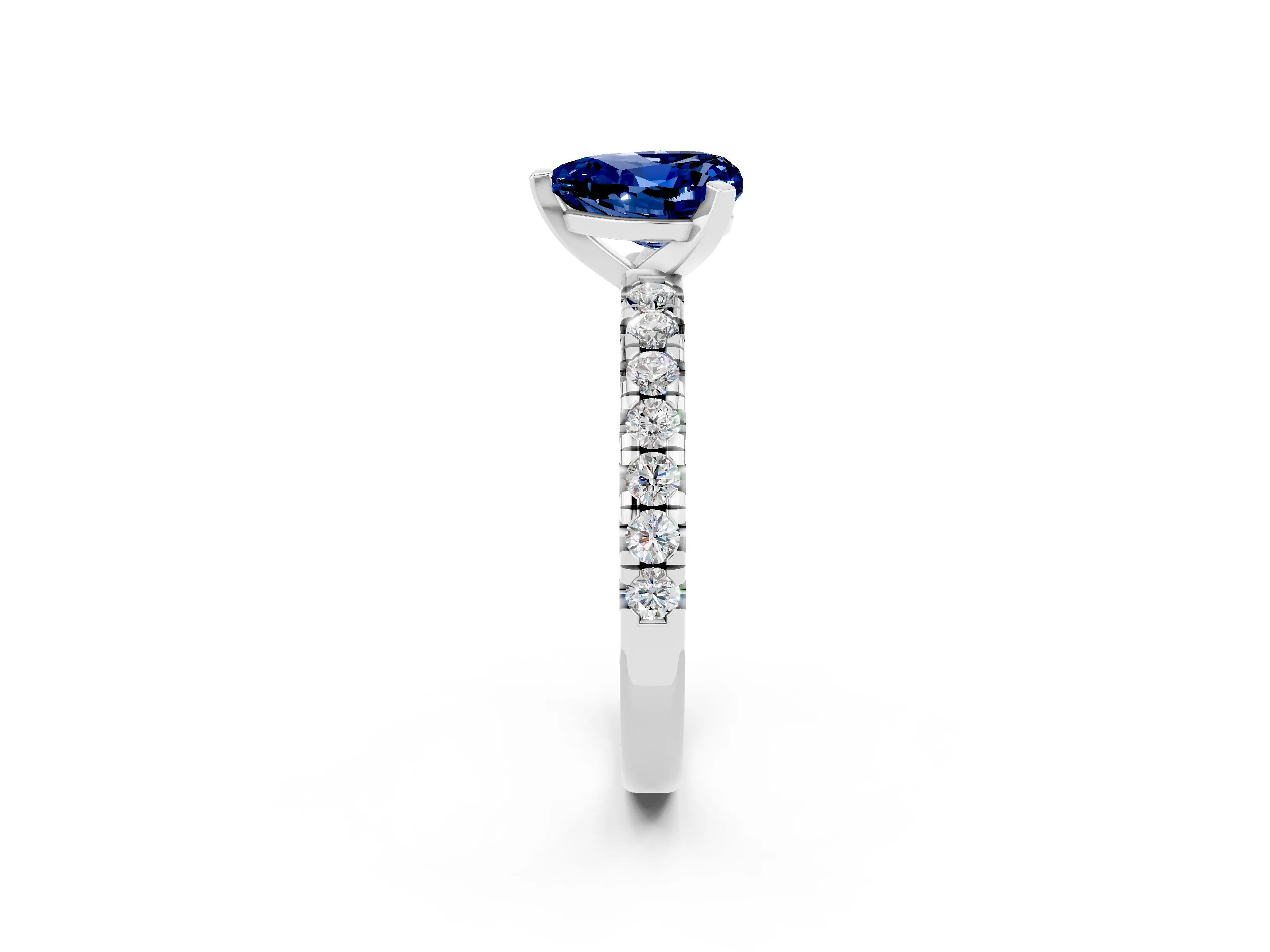 White gold Heart Cut Solitaire Pave Diamond Engagement Ring with Four-Prong Setting_14