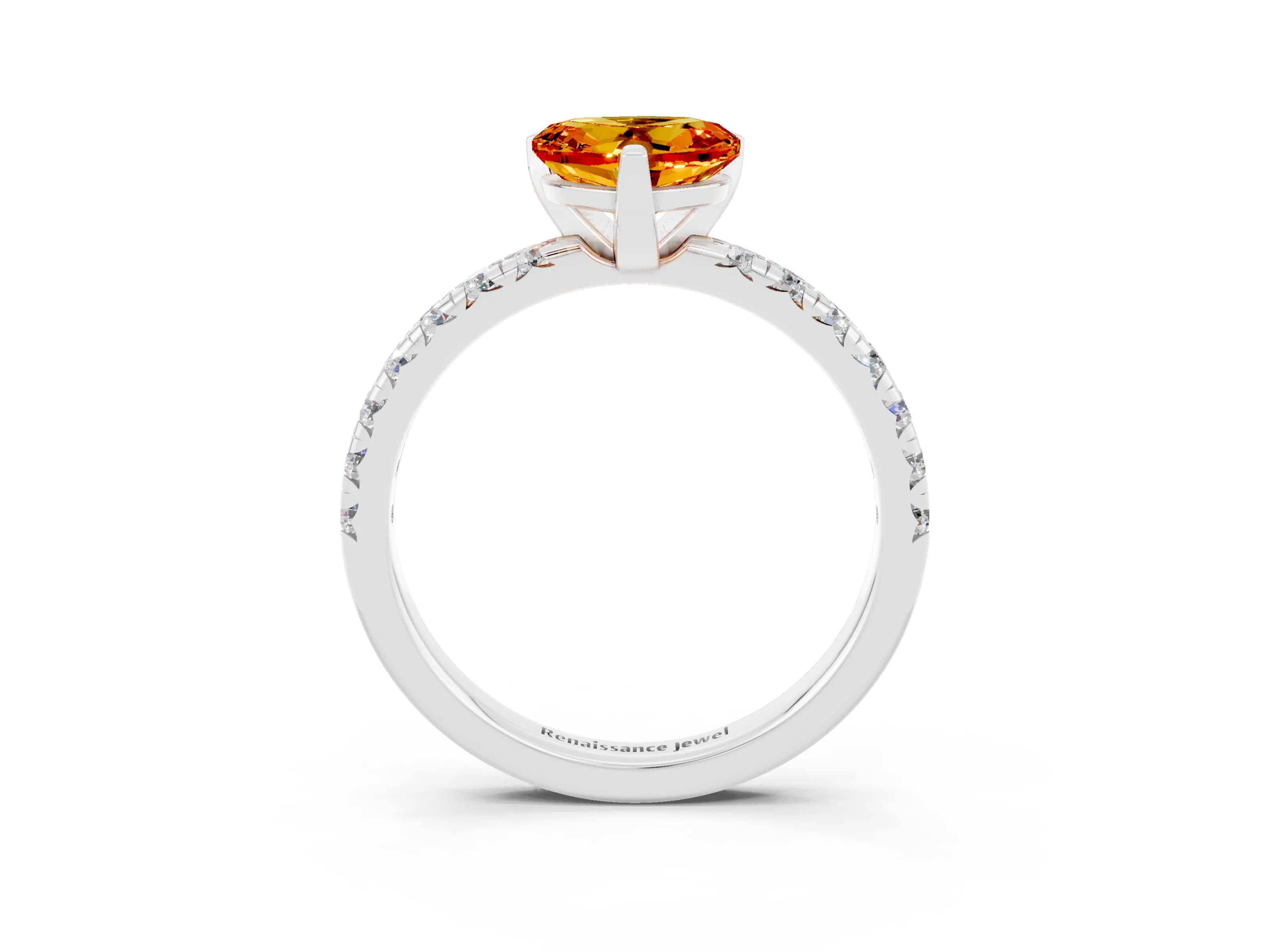 White gold Heart Cut Solitaire Pave Diamond Engagement Ring with Four-Prong Setting_15