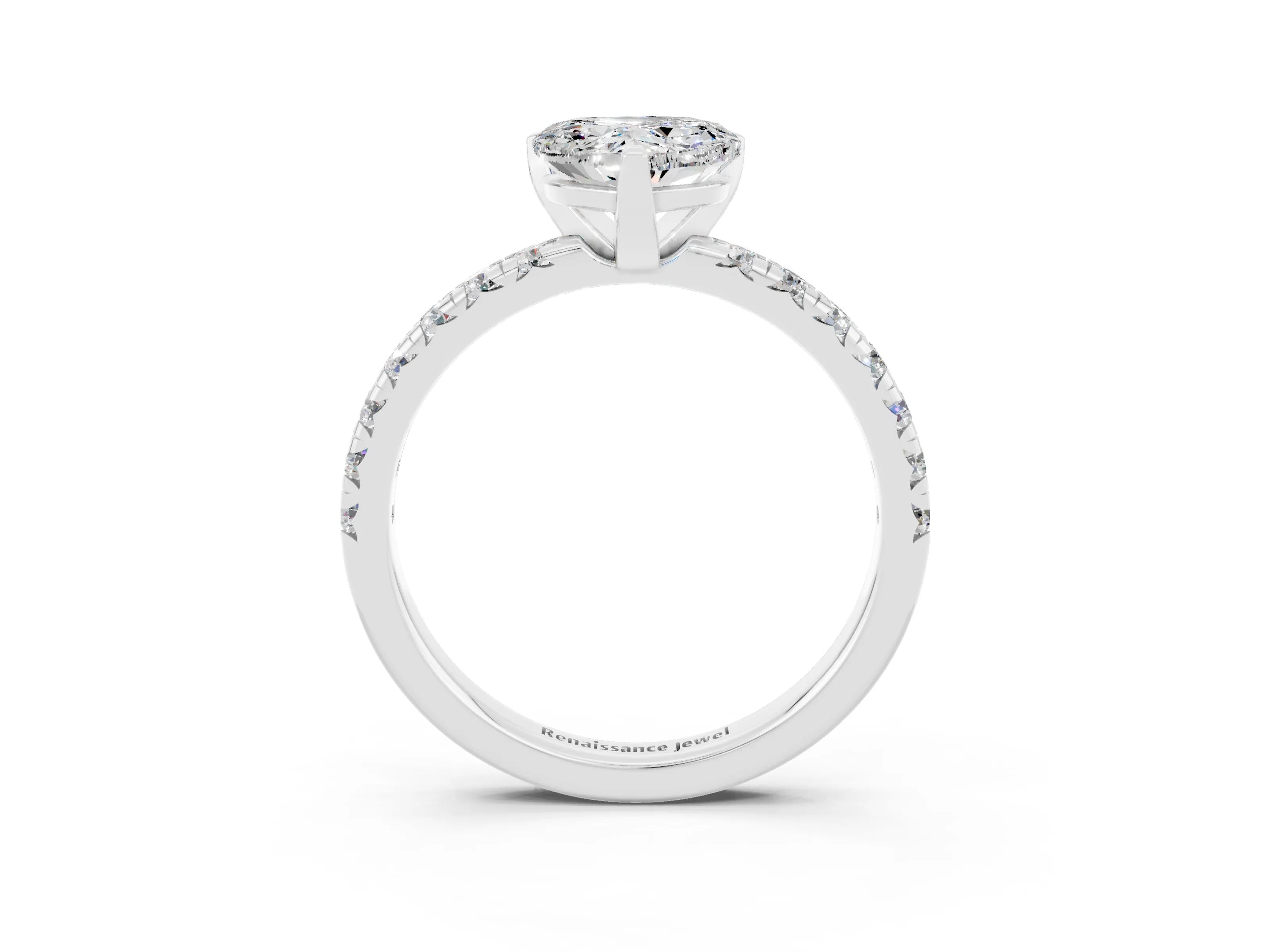 White gold Heart Cut Solitaire Pave Diamond Engagement Ring with Four-Prong Setting_15