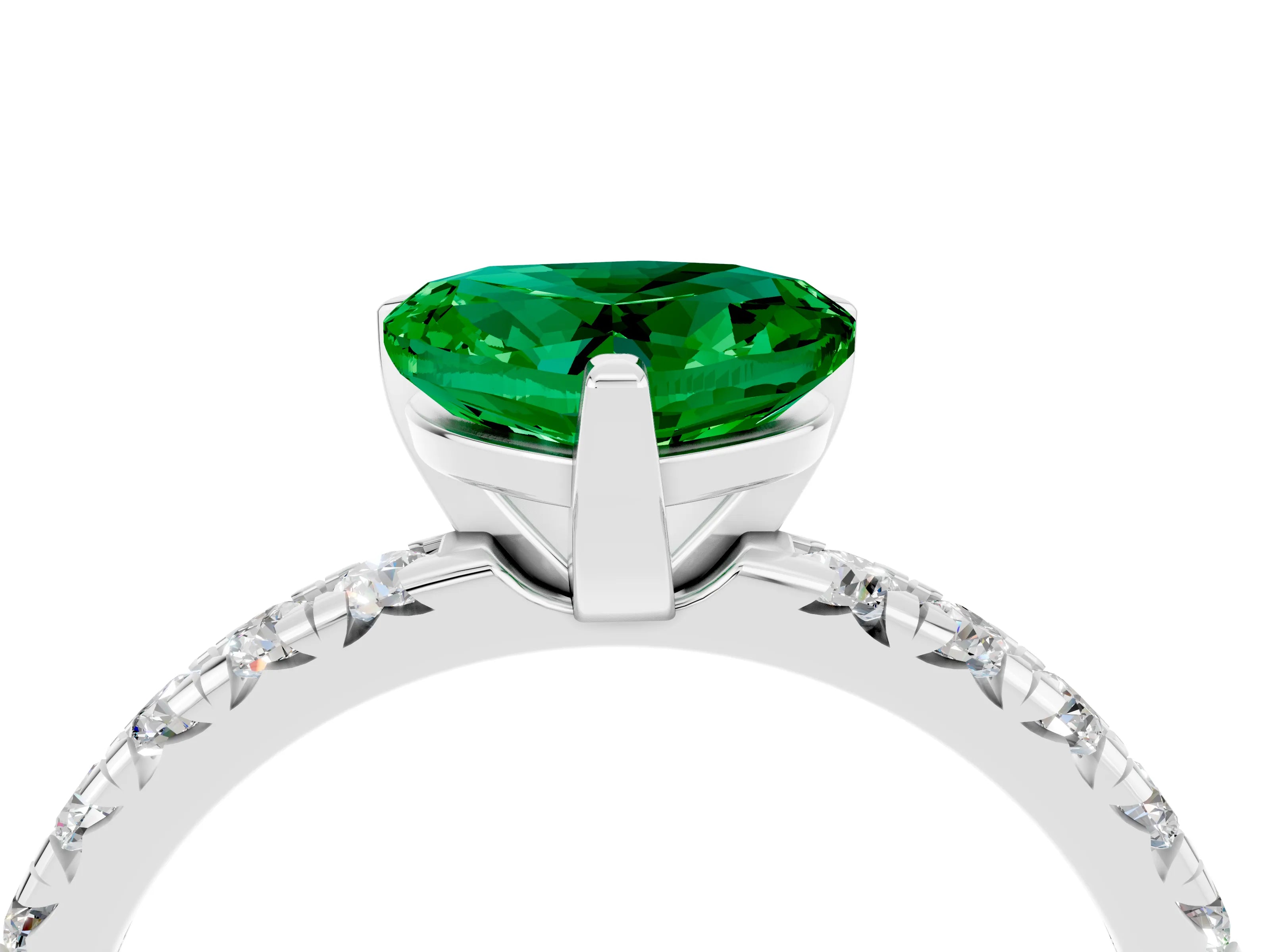 White gold Heart Cut Solitaire Pave Diamond Engagement Ring with Four-Prong Setting_16