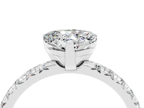 White gold Heart Cut Solitaire Pave Diamond Engagement Ring with Four-Prong Setting_16