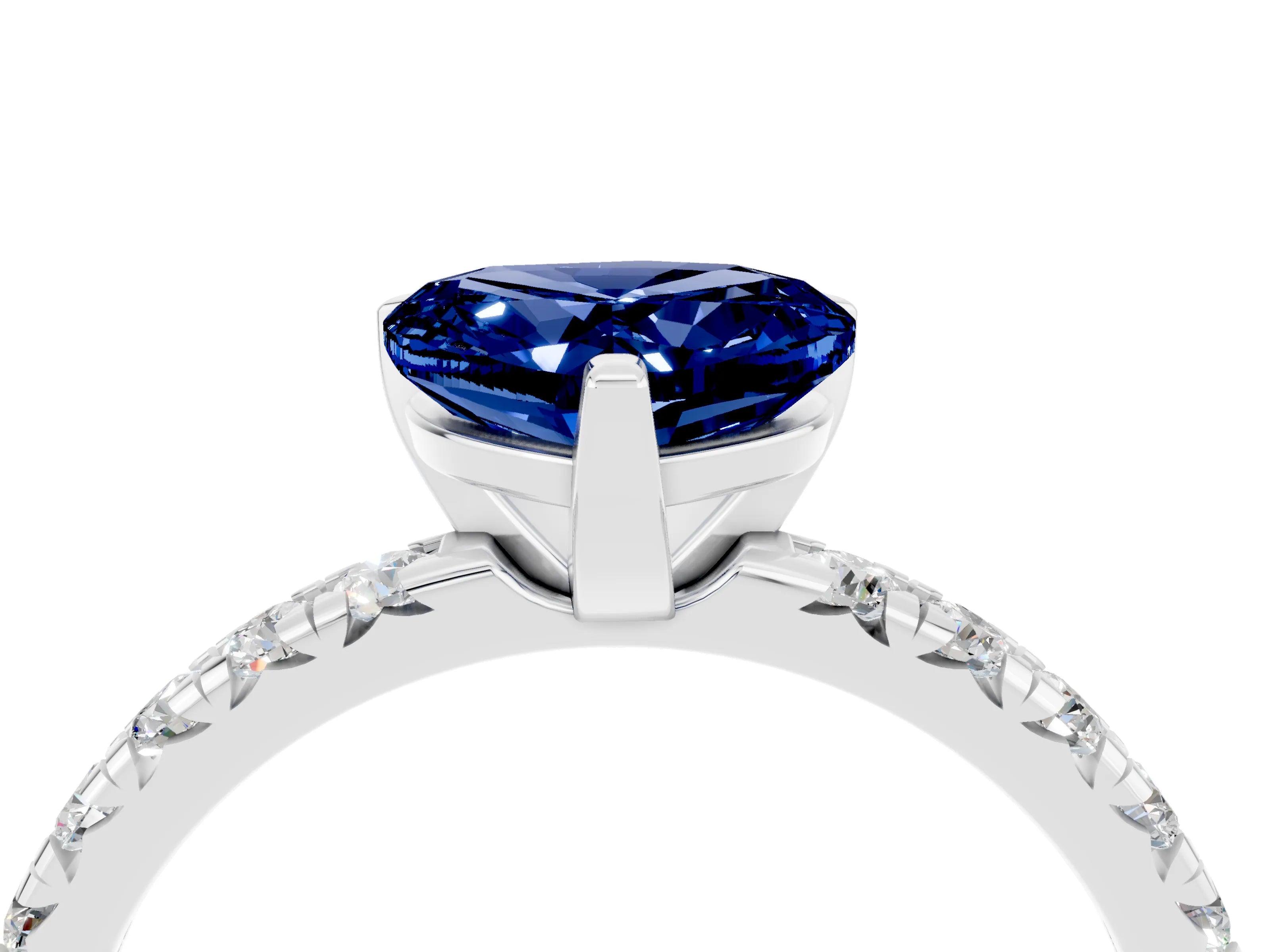 White gold Heart Cut Solitaire Pave Diamond Engagement Ring with Four-Prong Setting_16