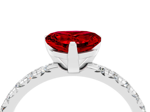 White gold Heart Cut Solitaire Pave Diamond Engagement Ring with Four-Prong Setting_16