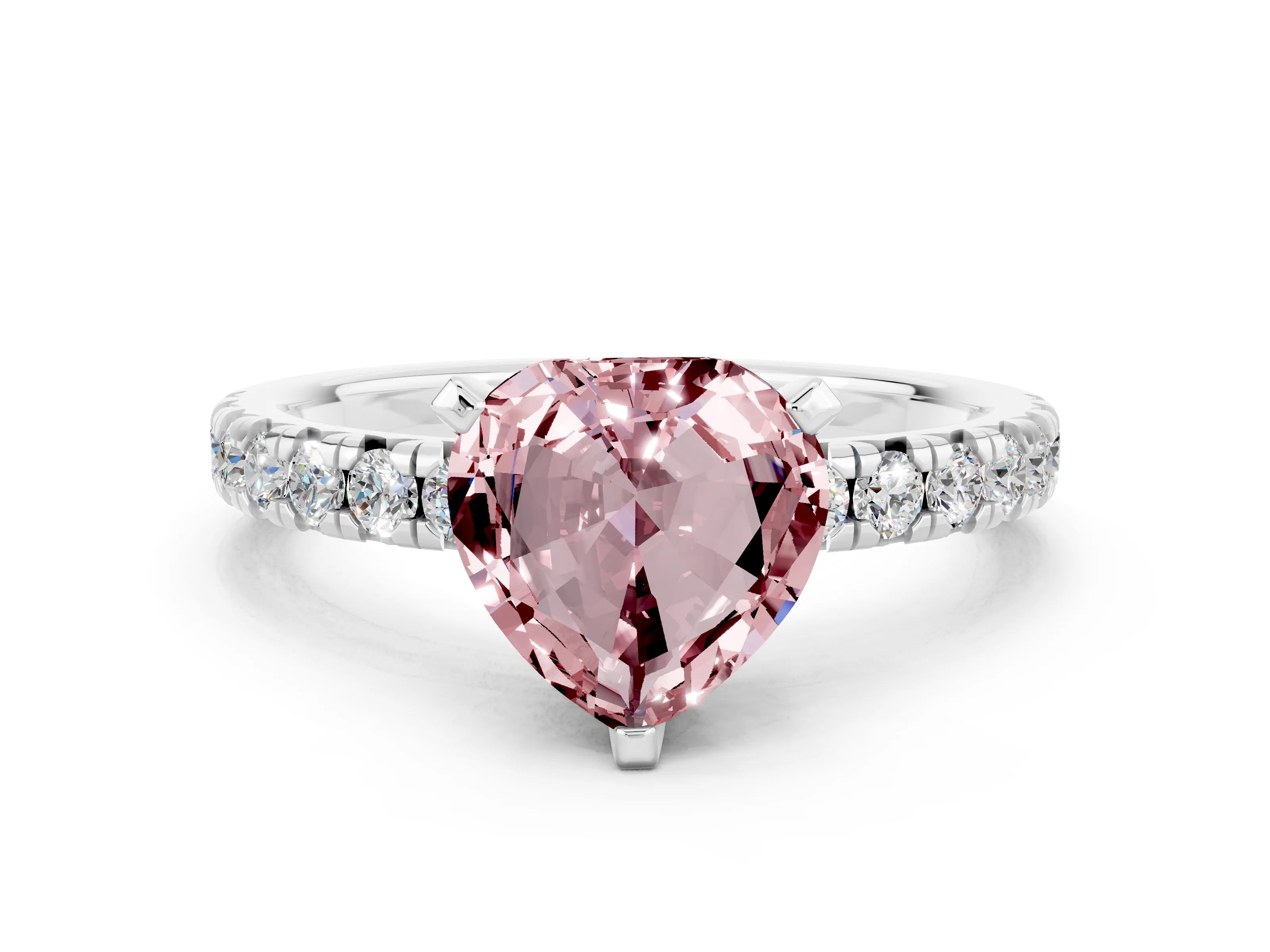 White gold Heart Cut Solitaire Pave Diamond Engagement Ring with Four-Prong Setting_24