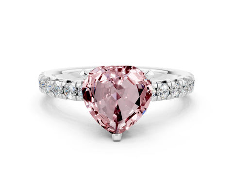 White gold Heart Cut Solitaire Pave Diamond Engagement Ring with Four-Prong Setting_24
