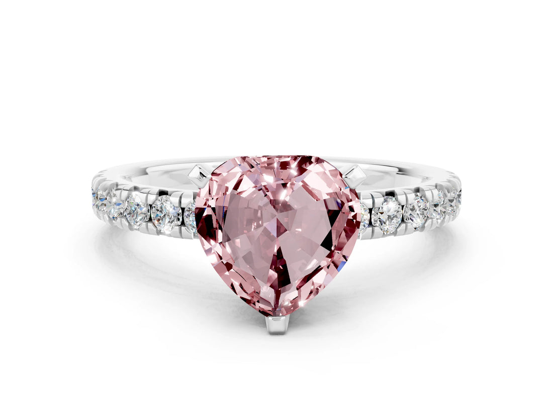 White gold Heart Cut Solitaire Pave Diamond Engagement Ring with Four-Prong Setting_24