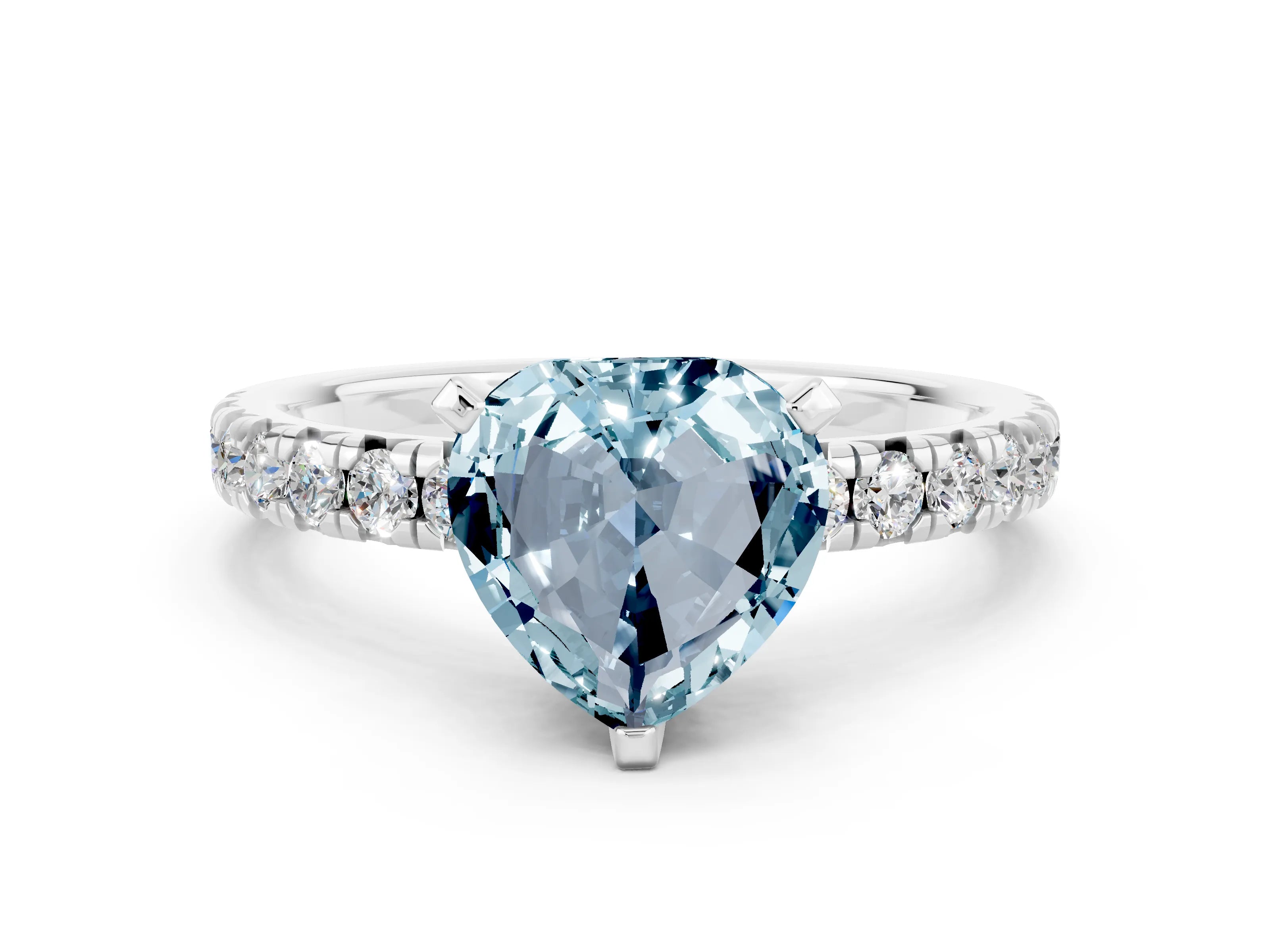 White gold Heart Cut Solitaire Pave Diamond Engagement Ring with Four-Prong Setting_24